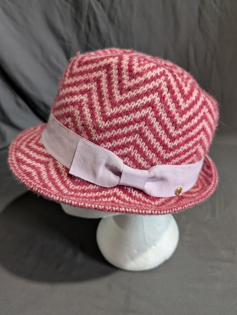 BCBGeneration Rosewood Angora Blend Fedora Hat Red Pink Herringbone One Size
